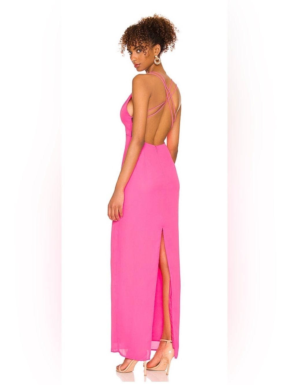 REVOLVE superdown Lucinda Strappy Hot Pink Sleeveless V-Neck Maxi Dress - Picture 2 of 6